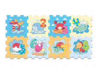 Covoras-Puzzle din spuma Animale 8 buc. cu latura 30 cm