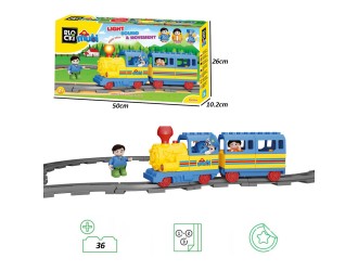 Set blocuri constructie Tren cu sunete si lumini 36 el. Blocki Mubi Tom's Happy Train