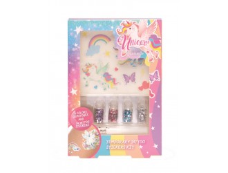 Set cu tatuaje temporare 24 buc. si sclipici Casuelle Unicorn