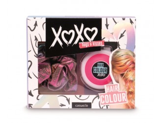 Creta pentru par roz sau albastra si accesoriu elastic Casuelle XOXO