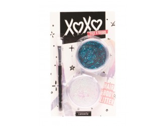 Sclipici pentru par si corp cu pensula Casuelle XOXO 2 tipuri