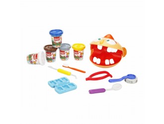 Set pasta de modelat si accesorii Dentist, Dintii Fericiti, Crafy Fun Dough 5x50 gr. 7 accesorii