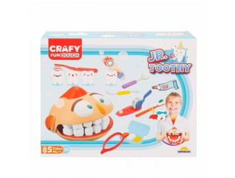 Set pasta de modelat si accesorii Dentist, Dintii Fericiti, Crafy Fun Dough 5x50 gr. 7 accesorii