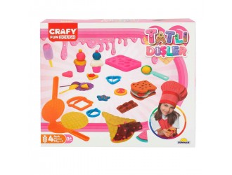 Set pasta de modelat si accesorii Brutarie Crafy Fun Dough 4x50 gr. 22 accesorii