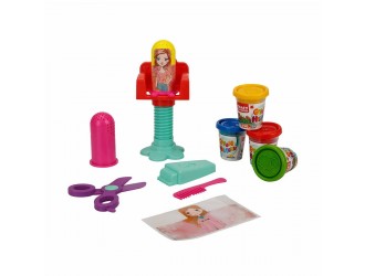Set pasta de modelat si accesorii Salon de coafura Crafy Fun Dough 4x50 gr. 12 accesorii