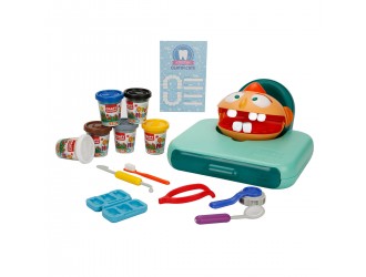 Set cu pasta de modelat si accesorii Doctorul Maseluta, DR.TOOTHY Crafy Fun Dough 6x50 gr. 9 accesorii