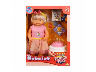 Papusa Bebelou Birthday Party cu fusta roz sau violet si accesorii, Dollz n More, 40 cm