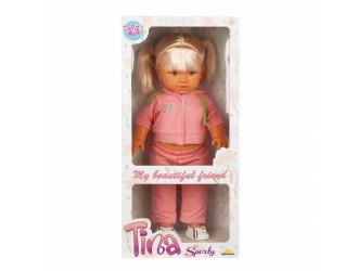 Papusa Tina in tinuta sportiva, Dollz n More, 45 cm 2 tipuri, rosu sau roz