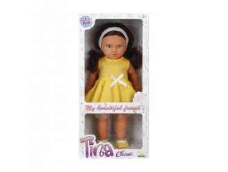Papusa Tina in tinuta de petrecere, Dollz n More, 45 cm 2 tipuri, cu rochie violeta sau galbena