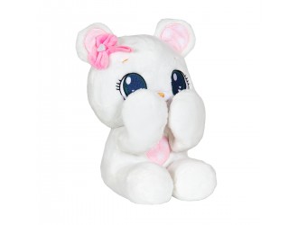 Jucarie de plus Ursulet alb cu manute mobile 26cm Peekapets