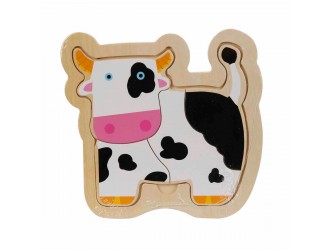 Puzzle din lemn Vacuta, 3 piese, Woody