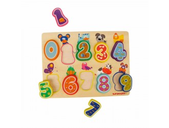 Puzzle din lemn Cifre - Animale Vesele Top Bright