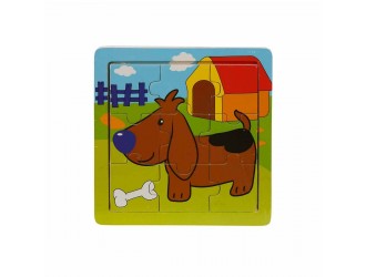  Puzzle din lemn Animal 9 el. 15 x 15 cm diverse tipuri 130062A/D/E Woody