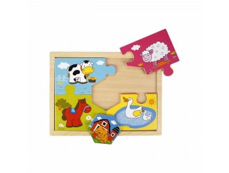 Puzzle din lemn 5 el. Transport sau Animale 29,9 x 22,5 cm Woody