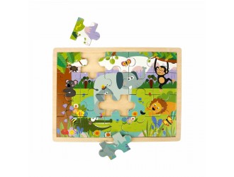 Puzzle din lemn Animale Salbatice 20 el. 30 x 22,5 cm Woody