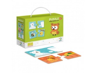 Puzzle Duo Animalele si casele lor 24 el. Dodo