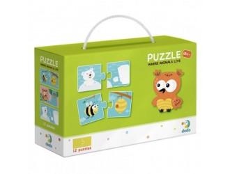 Puzzle Duo Animalele si casele lor 24 el. Dodo