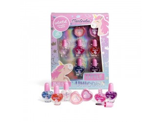Set cu 5 lacuri de unghii si 2 luciuri de buze Little Unicorn Martinelia