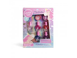 Set cu 5 lacuri de unghii si 2 luciuri de buze Little Unicorn Martinelia