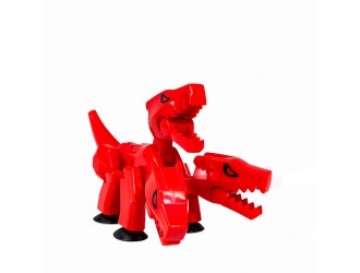 Figurina Dragon rosu cu 3 capete si ventuze Stikbot Mega