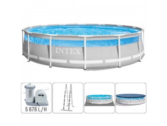 Piscina PRISM FRAME CLEARVIEW 488x122cm, 19156L, cadru metalic, INTEX