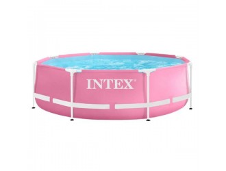 Piscina cu cadru metalic Intex Pink Edition, Roz, 244 x 76 cm, 2843 L, Tehnologie Super-Tough, Montaj 30 min