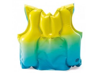 Vesta de inot gonflabila Intex, 2 Catarame Reglabile, 41 x 30 cm, Varsta 3-5 ani, Galben Neon