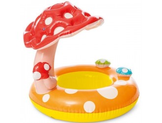 Colac gonflabil tip scaunel Intex "Ciupercuta", cu Parasolar si Decupaje pentru picioare, 69 cm, 1-2 ani, max. 15 kg