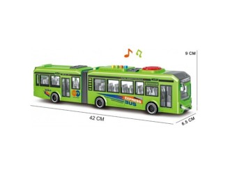 Autobuz verde cu frictiune, sunete si lumini, 1:16, jstoys
