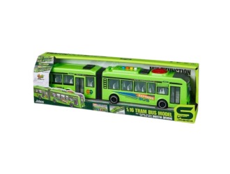 Autobuz verde cu frictiune, sunete si lumini, 1:16, jstoys