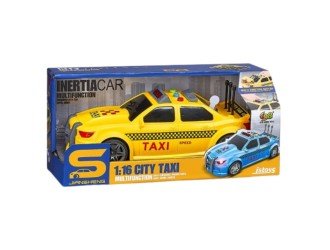 Masina Taxi cu inertie si portbagaj care se deschide, sunete si lumini, 1:16, jstoys
