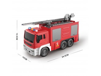 Masina de pompieri cu furtun de apa, cu frictiune, lumini si sunete, 1:16, jstoys