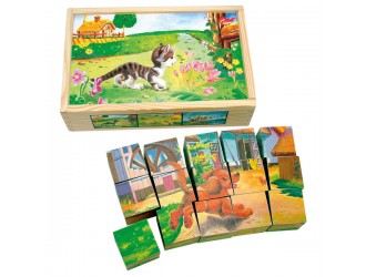 Set cuburi animale domestice 15 el. 6 imagini