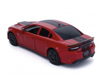 Macheta auto Dodge Charger, rosu cu dungi negre, 1:36, mecanism pull-back, LHD, TAYUMO