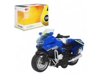 Jucarie Motocicleta, 1:14, din metal, cu sunete si lumini, mecanism pull-back, 3 tipuri