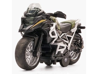Jucarie Motocicleta neagra, 1:14, din metal, cu sunete si lumini, mecanism pull-back, 3 tipuri