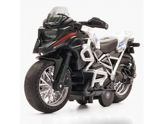 Jucarie Motocicleta neagra, 1:14, din metal, cu sunete si lumini, mecanism pull-back, 3 tipuri