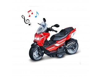 Jucarie Motocicleta rosie Classic Moto, 1:12 din metal, cu sunete si lumini, mecanism pull-back, 3 culori,