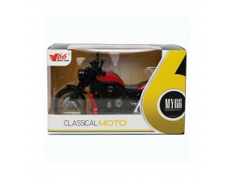  Jucarie Motocicleta rosie Classic Model, 1:12 din metal, cu sunete si lumini, mecanism pull-back