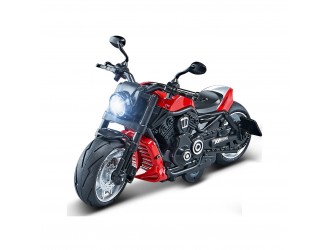  Jucarie Motocicleta rosie Classic Model, 1:12 din metal, cu sunete si lumini, mecanism pull-back