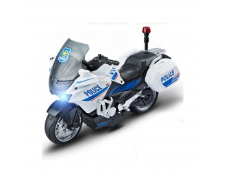  Jucarie Motocicleta Classical Police/Future, 1:10 din metal, cu sunete si lumini, mecanism pull-back, 2 tipuri