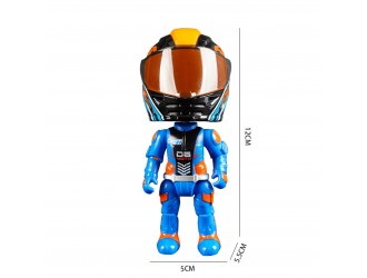  Casca din metal cu figurina motociclist cu articulatii, rosu/albastru