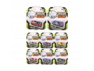 Jucarie masina din metal cu mecanism pull-back Crash Racing in asortiment, Salt lateral,