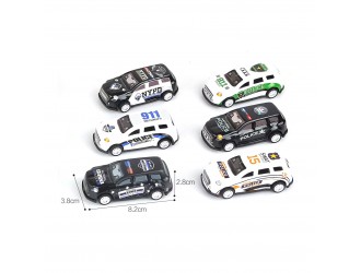 Set cu 4 masini din metal, mecanism pull-back , Police, diverse modele