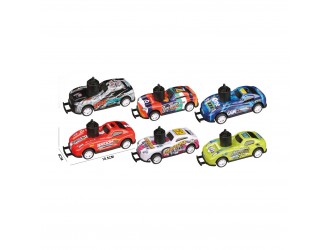 Jucarie Masina din metal 10,5 cm, mecanism pull-back, cu lansator elice, in asortiment