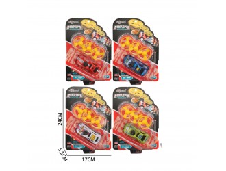 Jucarie Masina din metal 10,5 cm, mecanism pull-back, cu lansator elice, in asortiment