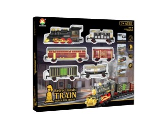 Set Tren Calssic cu cale ferata si 5 vagoane, sunete, lumini