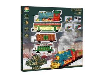 Set Tren Xmas Classic cu cale ferata si 3 vagoane, sunete, lumini, efect fum