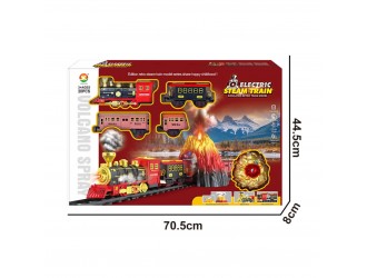 Set Tren cu cale ferata Vulcan, 3 vagoane, sunete, lumini, 3 efecte fum, acumulator