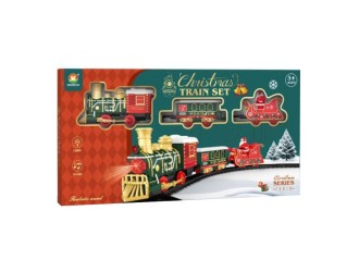 Set Tren Classic Christmas Santa cu cale ferata si 3 vagoane, sunete, lumini,